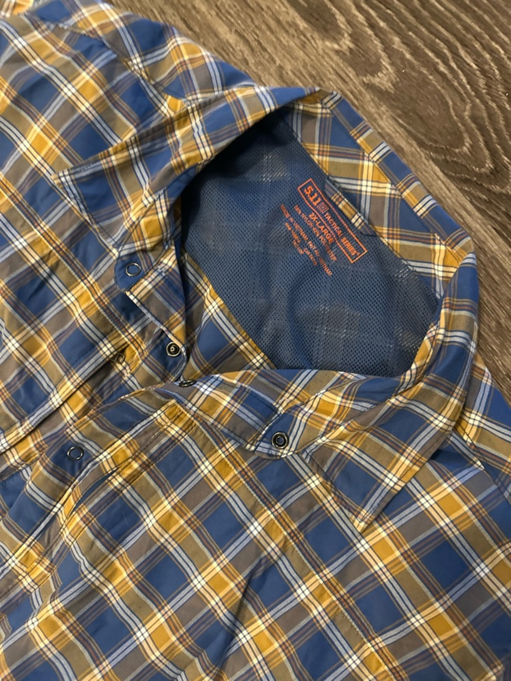 5.11 Tactical Men's 2X-Large Plaid Shirt Blue Yellow Brown Short Sleeve
